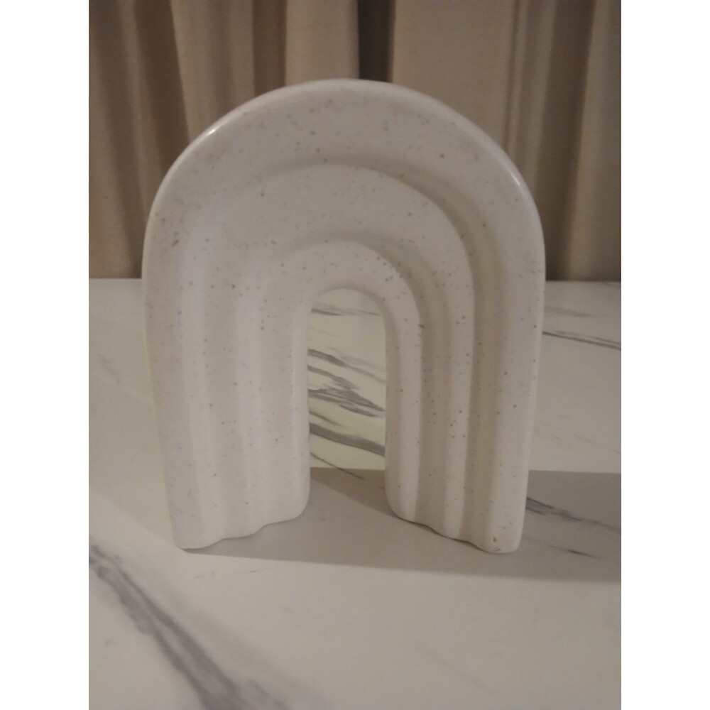 White Speckled Rainbow Ceramic Flower Bud Vase Neutral Minimalism Boho